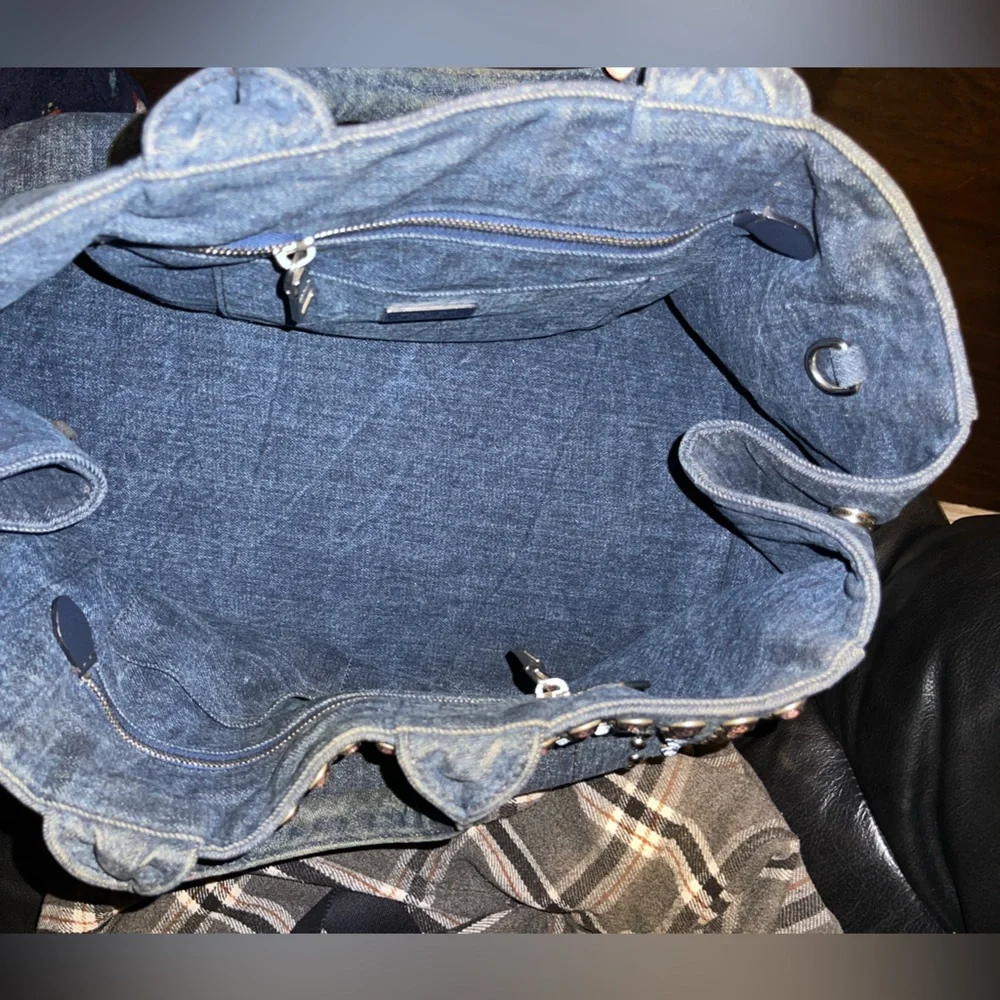 Prada Denim Blue Studded Tote Bag - Picture 9 of 16